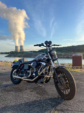 Load image into Gallery viewer, Stealth Pipes exhaust system fitted to Harley Dyna – 1996–2005 stainless headers and muffler, side view