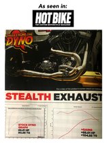 Load image into Gallery viewer, 2006–2017 Harley Dyna motorcycle with Stealth Pipes exhaust system installed – stainless muffler upgrade