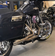 Load image into Gallery viewer, 1996–2016 Harley Short Bagger with Stealth Pipes exhaust system installed – stainless muffler and headers