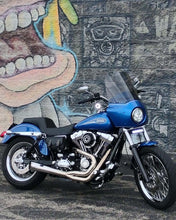 Load image into Gallery viewer, 2006–2017 Harley Dyna motorcycle with Stealth Pipes exhaust system installed – stainless muffler upgrade