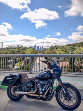 Load image into Gallery viewer, Stealth Pipes exhaust system installed on Harley M8 Softail – rear-side view of muffler and headers (2017–2025)