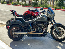 Load image into Gallery viewer, Stealth Pipes exhaust system installed on Harley M8 Softail – rear-side view of muffler and headers (2017–2025)