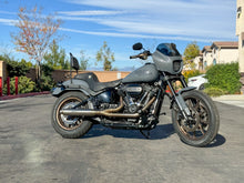Load image into Gallery viewer, Stealth Pipes exhaust system installed on Harley M8 Softail – rear-side view of muffler and headers (2017–2025)