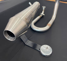 Load image into Gallery viewer, Close-up of Stealth x Kruesi Originals cone-style muffler for Honda Monkey exhaust system