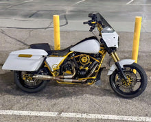 Load image into Gallery viewer, Stealth Pipes exhaust system fitted to Harley Dyna – 1996–2005 stainless headers and muffler, side view