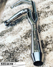 Load image into Gallery viewer, Stealth Pipes Short Bagger exhaust system – stainless steel headers and muffler for 1996–2016 Harley touring models