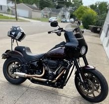 Load image into Gallery viewer, Stealth Pipes exhaust system installed on Harley M8 Softail – rear-side view of muffler and headers (2017–2025)