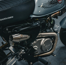 Load image into Gallery viewer, Honda Monkey motorcycle with Stealth x Kruesi Originals exhaust system installed – stainless steel muffler